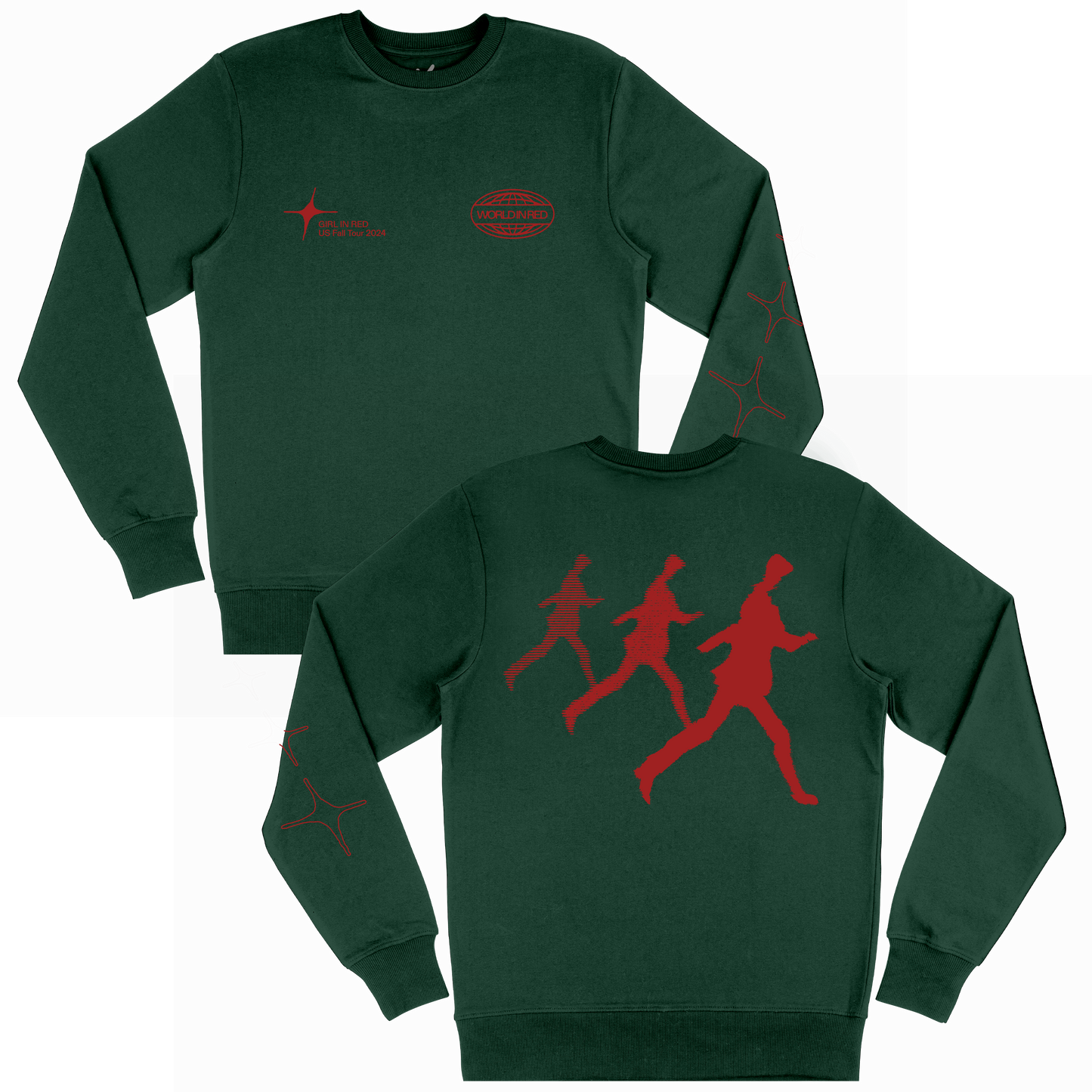 World in Red Green Crewneck