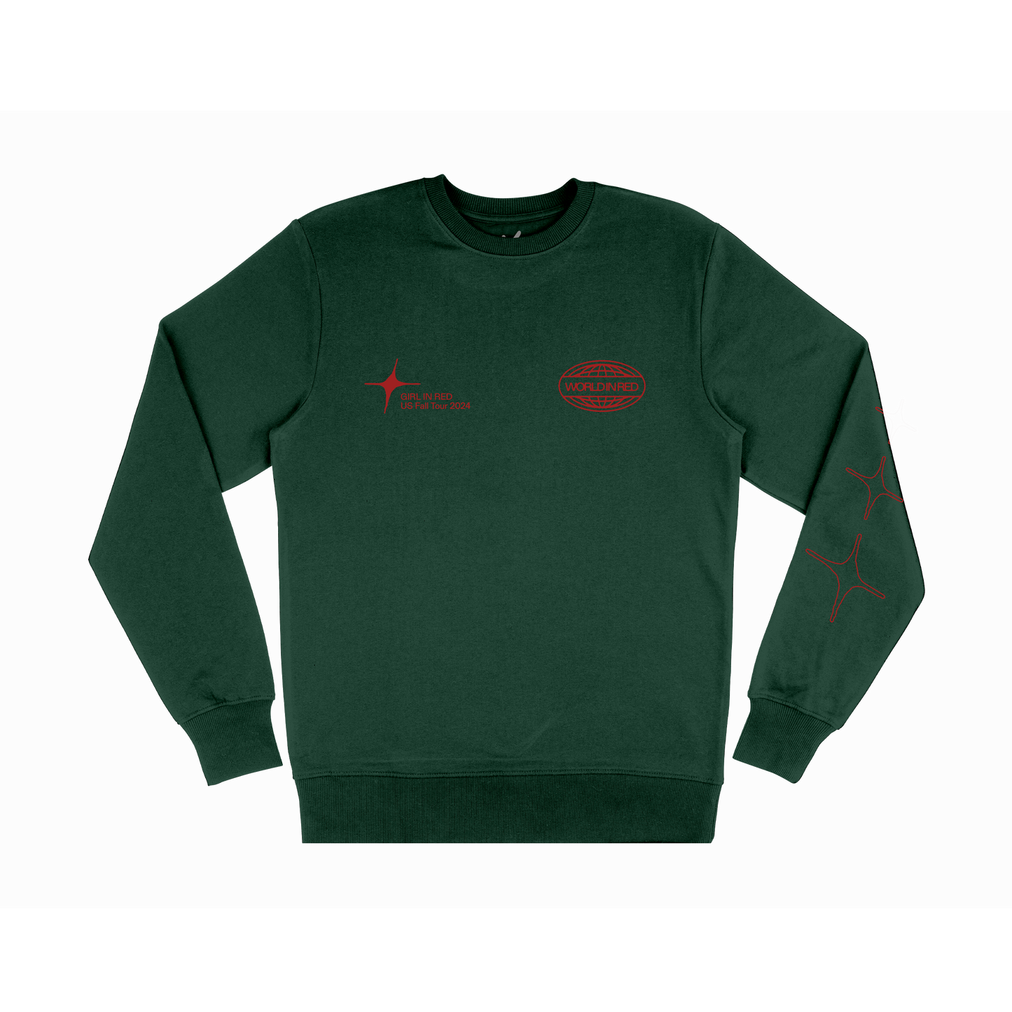World in Red Green Crewneck